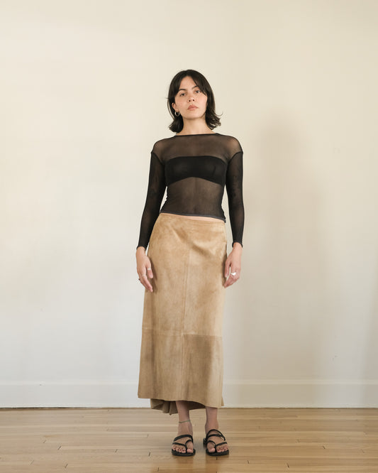 y2k DKNY suede midi skirt