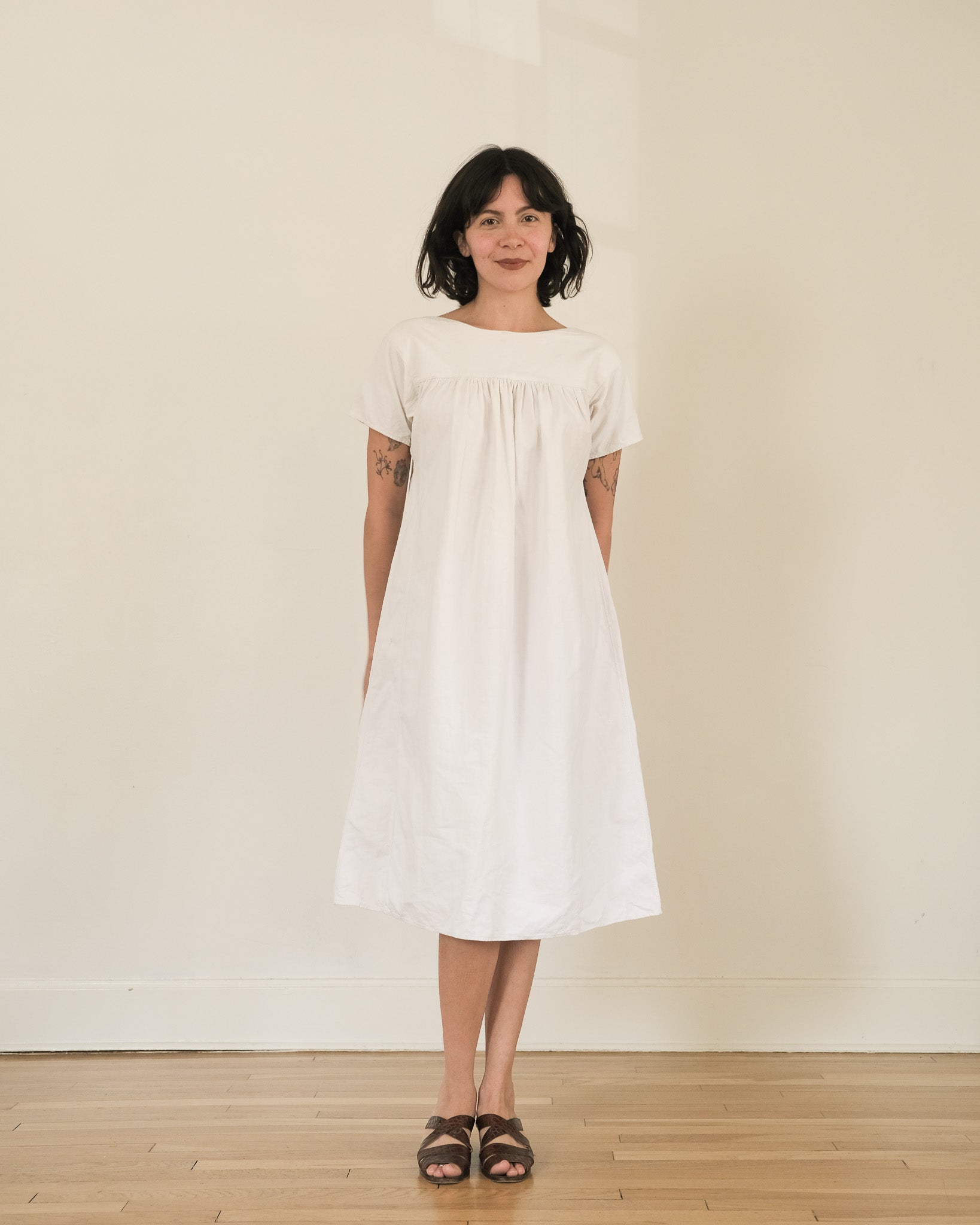 Antique Edwardian monogrammed smock dress – deep end vintage