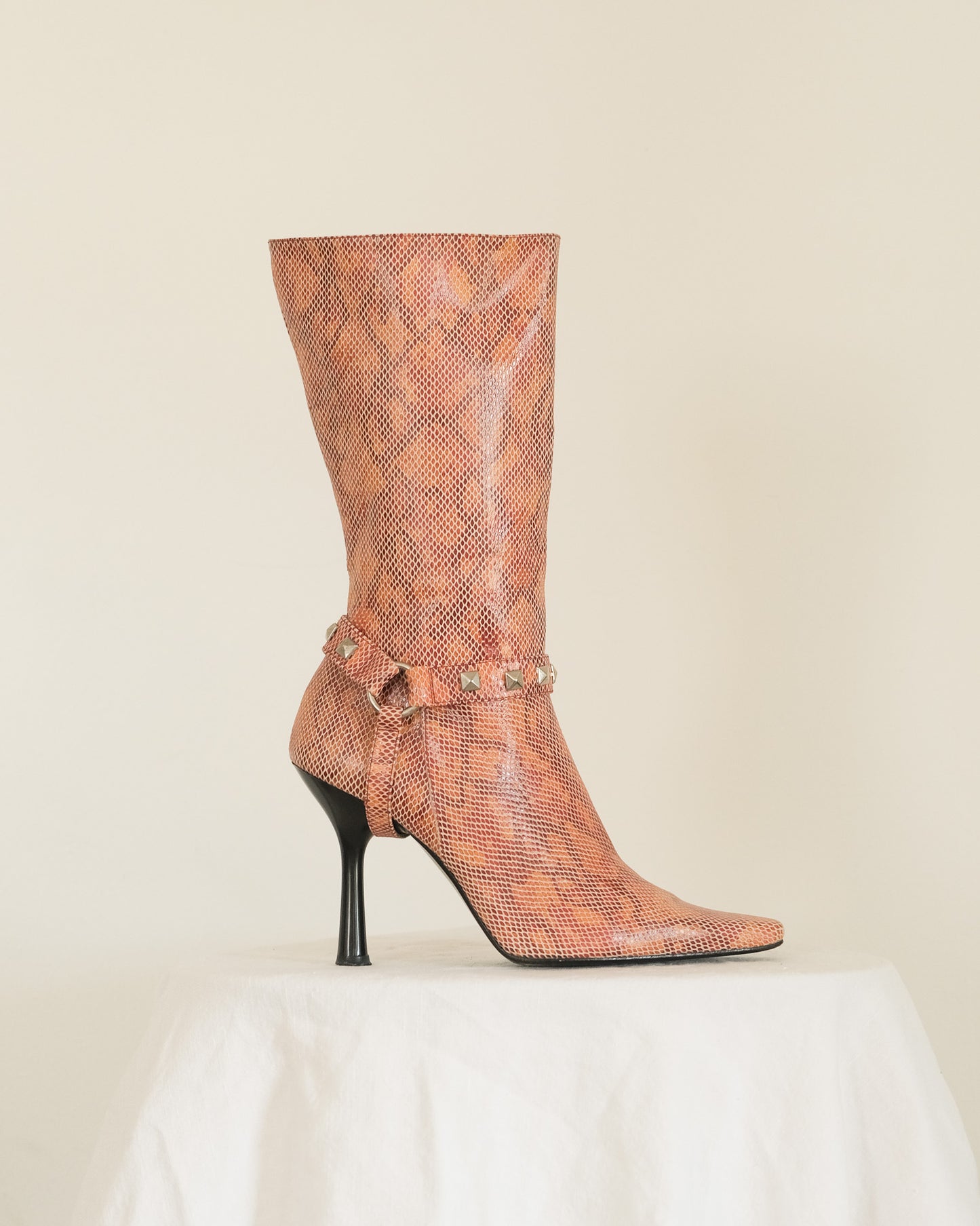 y2k bebe snakeskin stiletto boots