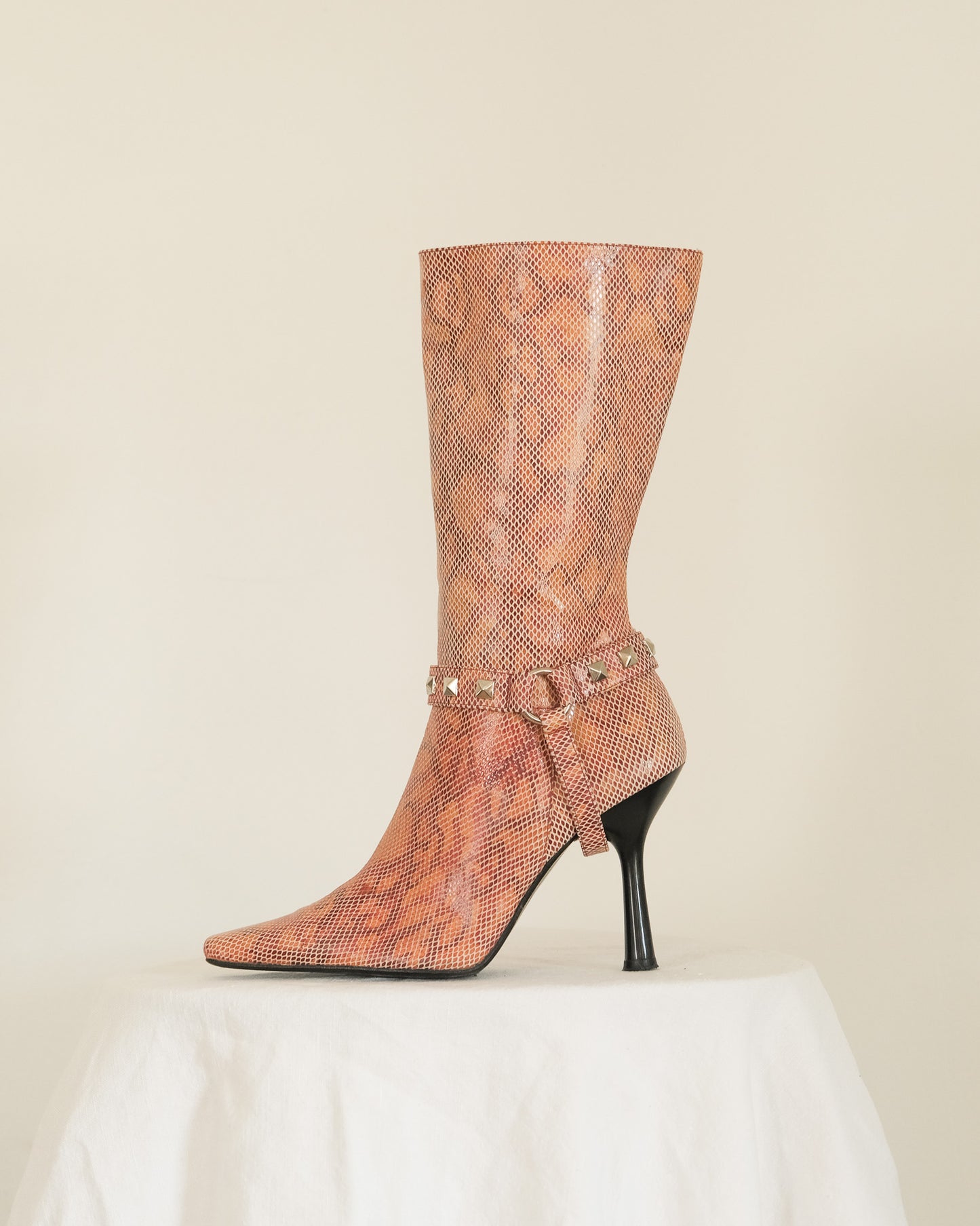 y2k bebe snakeskin stiletto boots