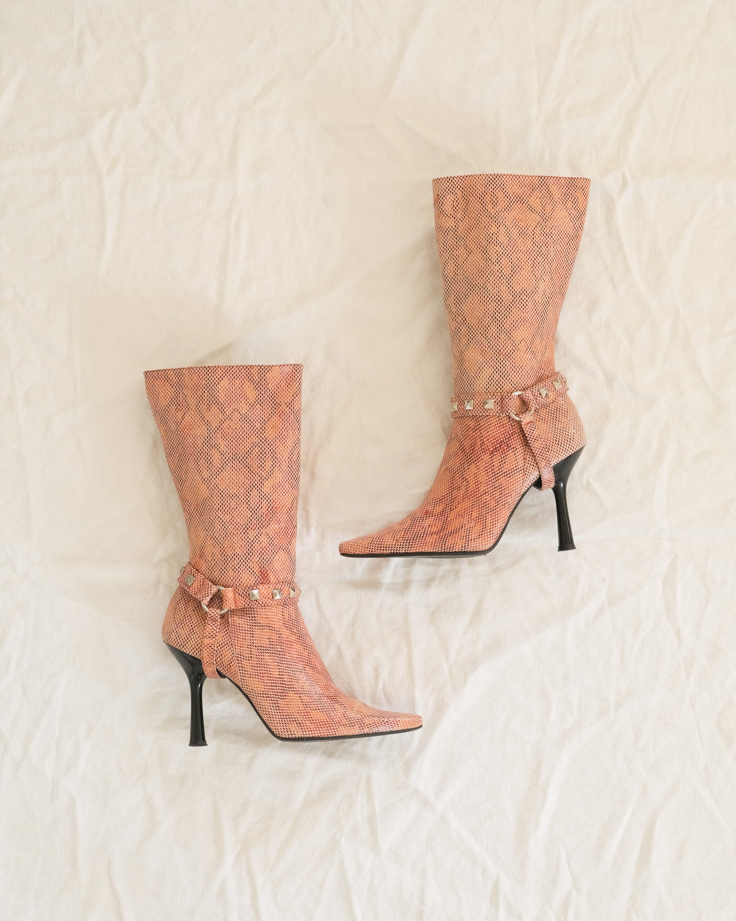 y2k bebe snakeskin stiletto boots