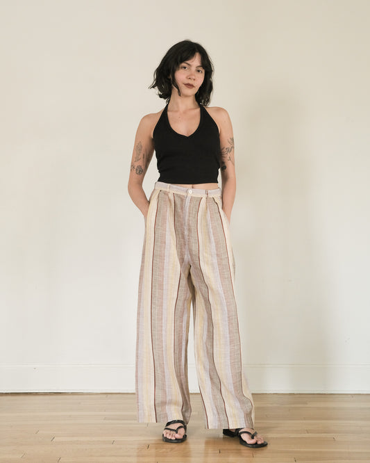 early Calvin Klein striped linen trousers